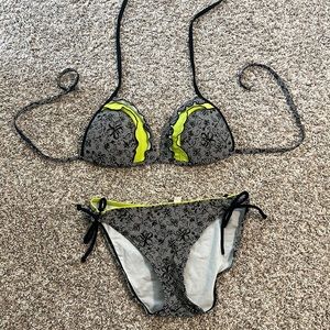 Black and neon green bikini